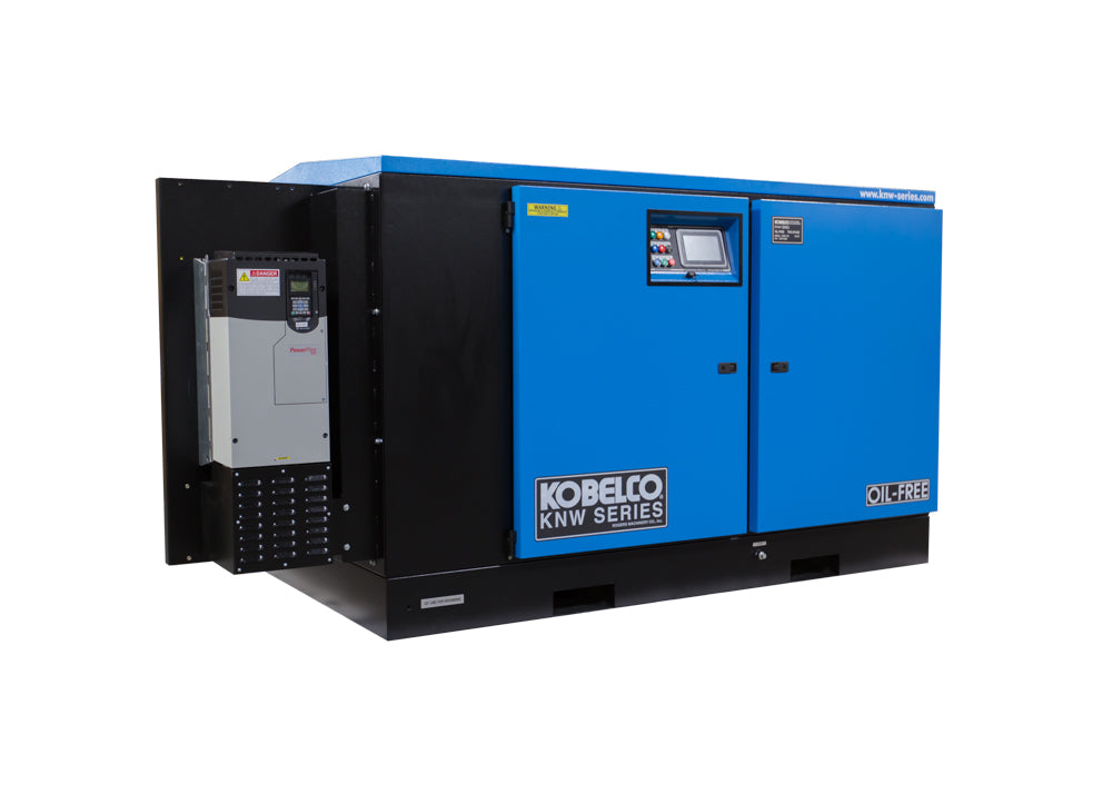 Rogers Machinery Company provides a Rogers KNW oil-free rotary screw water-cooled air compressor with a VFD for the food & beverage industry