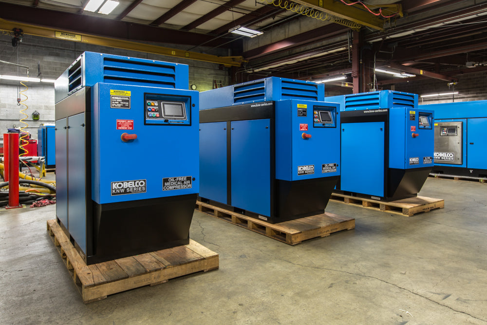 Rogers Machinery Company provides a Rogers KNW oil-free rotary screw NFPA 99 air compressor for the healthcare industry