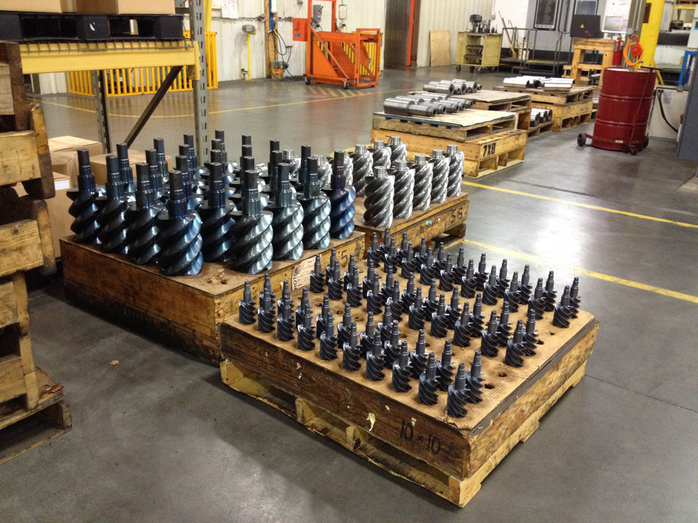 Rogers Machinery Company oil-free coated rotors ready for QA checks