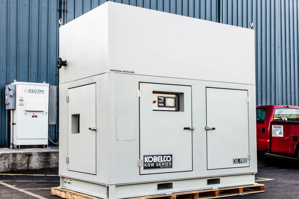 Rogers Machinery Company provides a Rogers KNW oil-free rotary screw air compressor with an arctic package for the petrochem industry