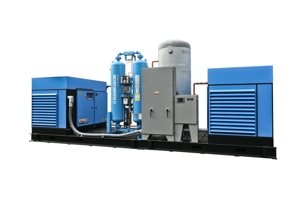 Rogers Machinery Company provides custom solutions including Rogers KNW oil-free rotary screw air compressor common skid systems for the power generation industry