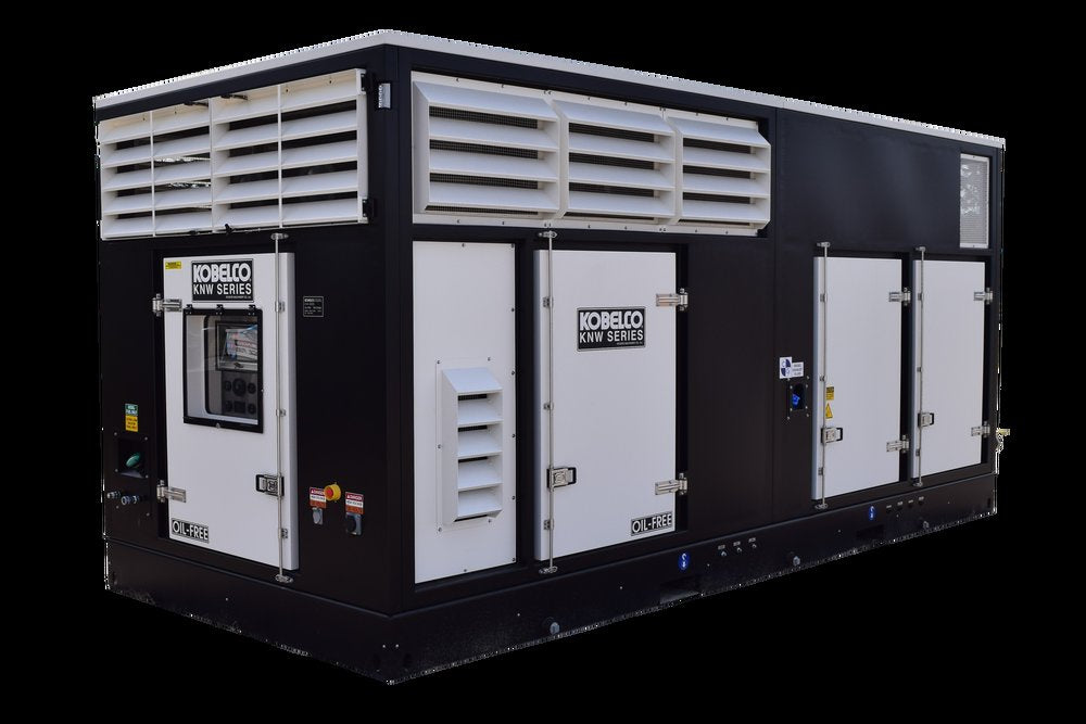 Rogers Machinery Company provides rental service including a Rogers KNW oil-free rotary screw air compressor with a diesel drive