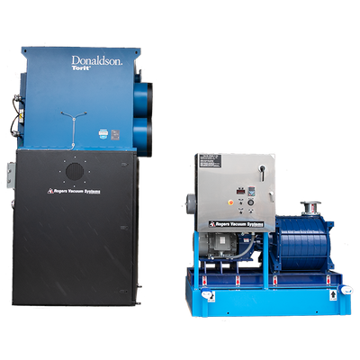 Blue and black aresnic vacuum pump system with no background
