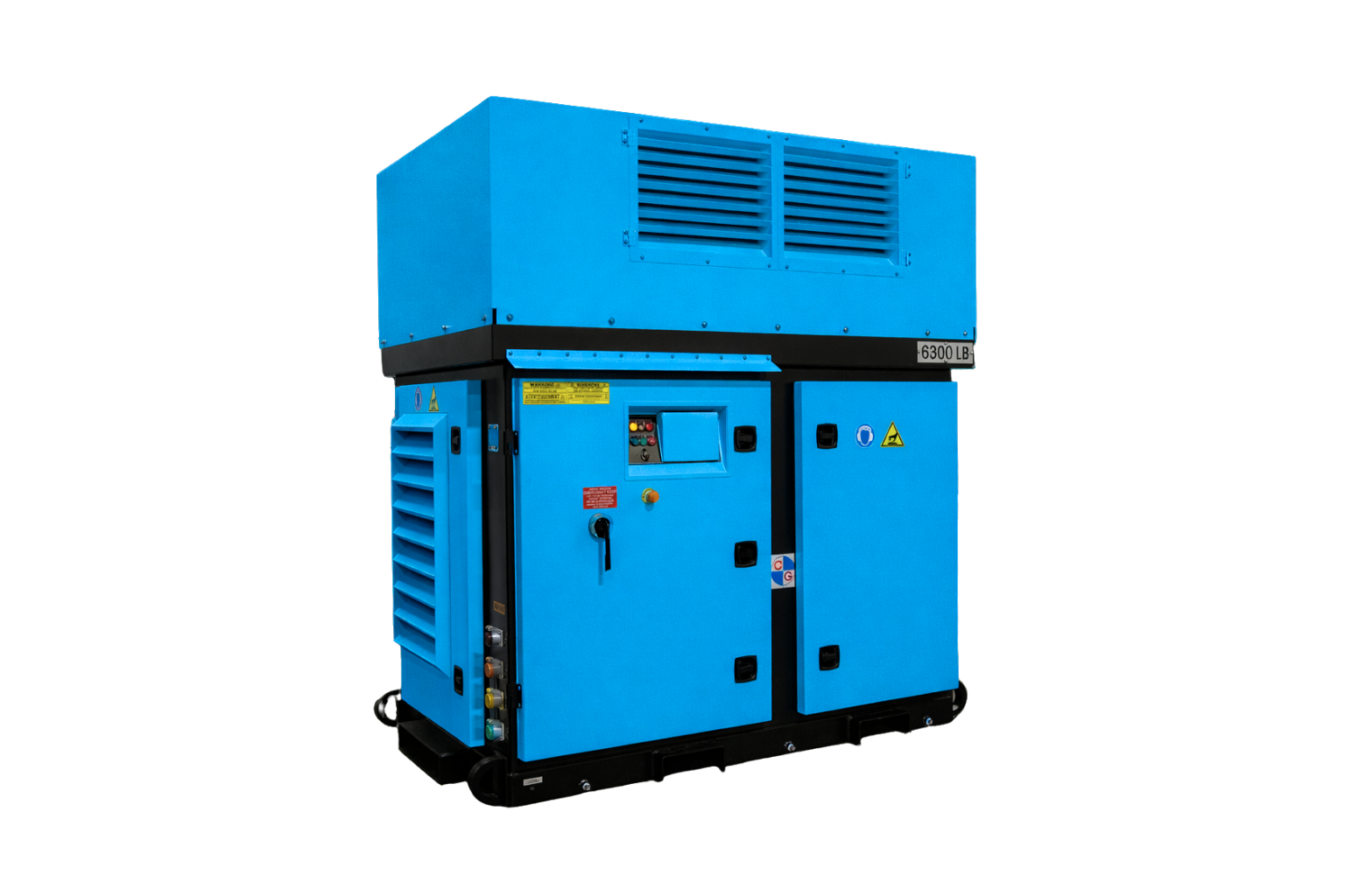 A0 portable compressor in blue from a left angle